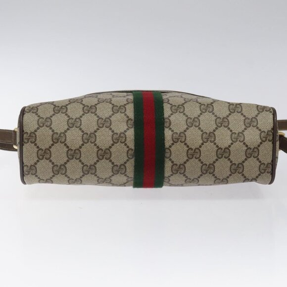 GUCCI GG Supreme Web Sherry Line Bag PVC Leather Beige Gold 14 02 005 Auth sw526 - Picture 6 of 16